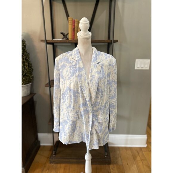 Thakoon Collective Tie Dye Pastel Blazer Jacket Blue White Womens 4 - Picture 5 of 13